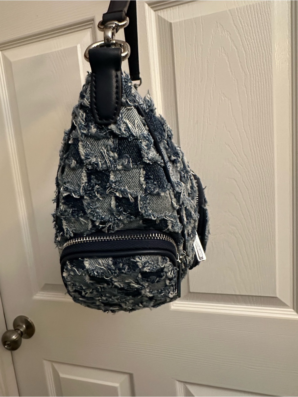 Michael Kors Denim Patchwork Shoulder Bag in Blue and Navy - Picture 3 of 15